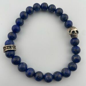 King Baby Studio Lapis Lazuli Skull Bracelet – 925 Sterling Silver, Men’s Luxury